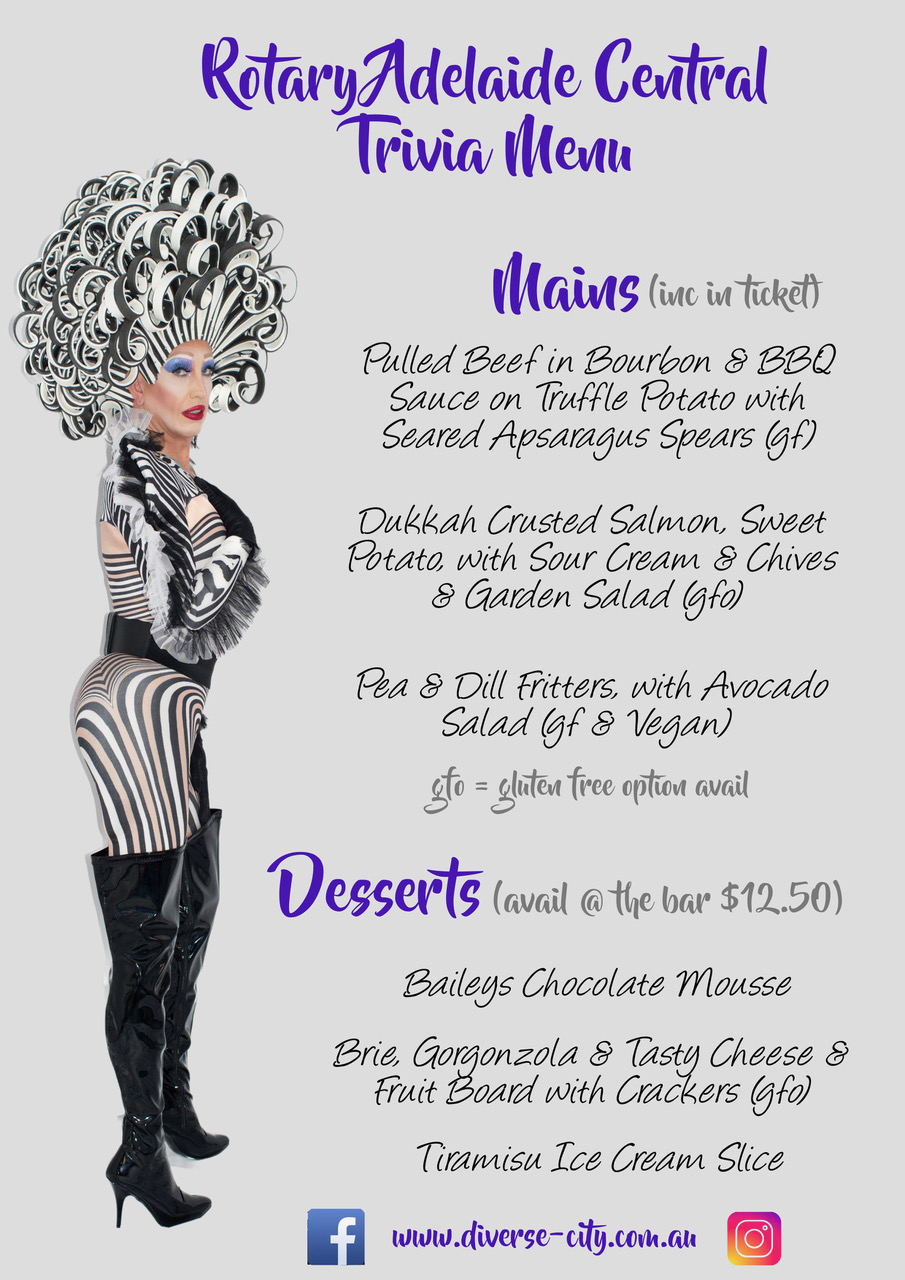 Trivia Nite Menu - Sunday 2 February - Diverse-City, Adelaide